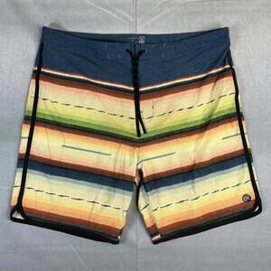 Outerknown Board Shorts Men's 38 Multicolor Striped Swim Trunks 8"